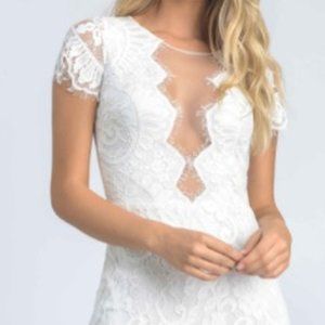Storia White Lace Mesh Front Dress